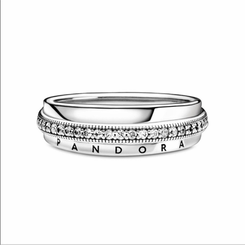 $95 New Pandora Triple Band Pave Ring Size 5 - Picture 5 of 14